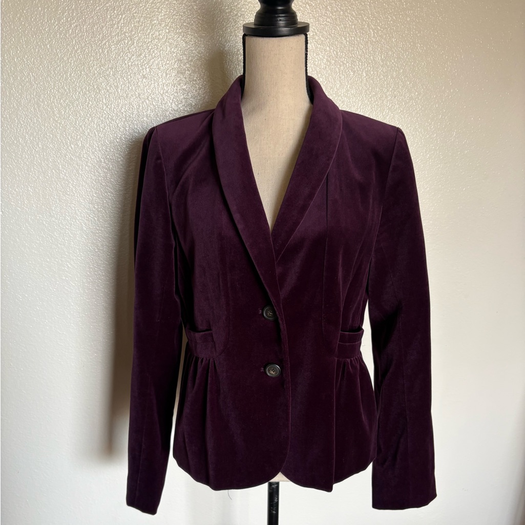 J. Crew Velvet Blazer In Deep Plum